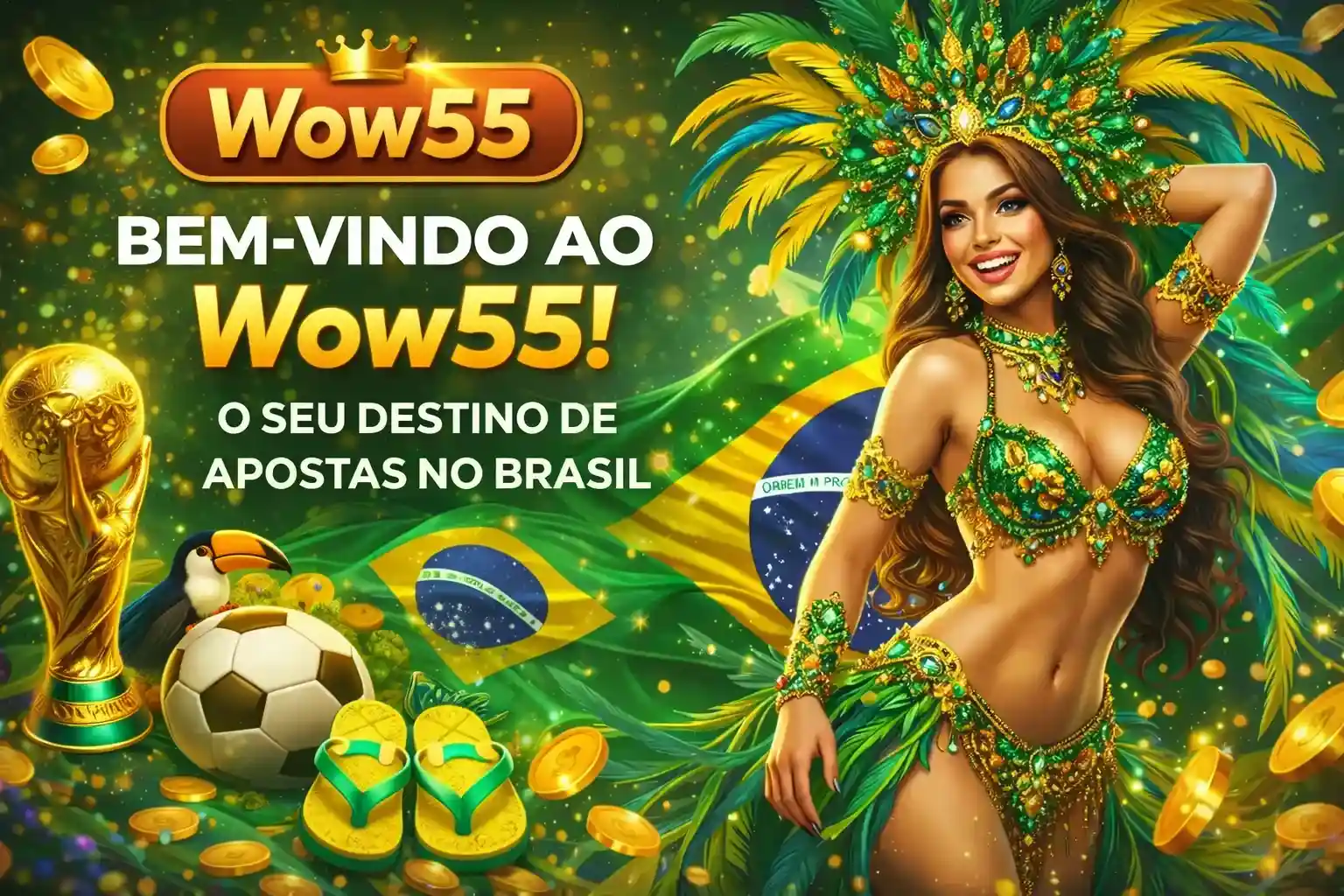 Wow55 com brasileira carnaval e símbolos nacionais do Brasil