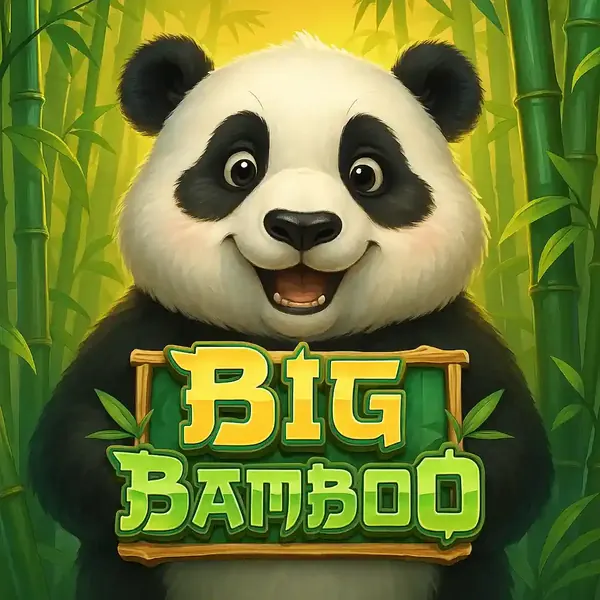 Slot Big Bamboo com panda fofo sorridente em floresta de bambu verde iluminada
